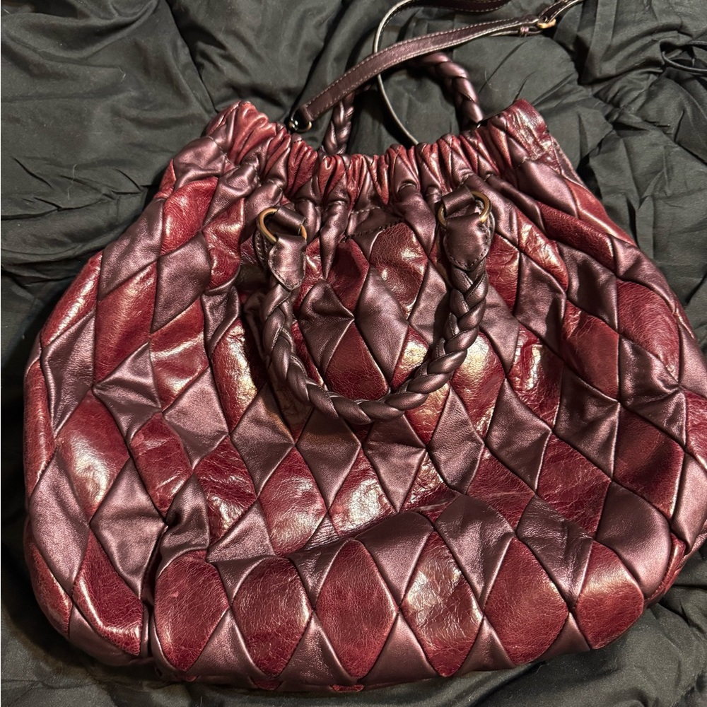 Authentic Miu Miu Purple Harlequin Leather Bag